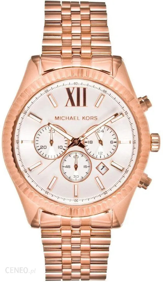 Michael Kors Lexington Chronograph White Dial Rose Gold Steel Strap Watch For Women - MK8313 Buy Now By Michael Kors