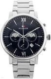 Tommy Hilfiger Evan Chronograph Blue Dial Silver Steel Strap Watch For Men - 1710409 Buy Now By Tommy Hilfiger