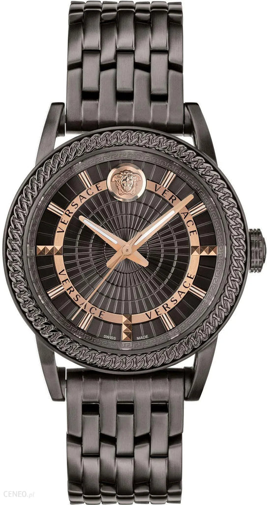 Versace Viamond Quartz Black Dial Grey Steel Strap Watch For Men - VEPO00520 Buy Now By Versace