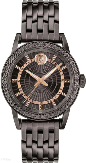 Versace Viamond Quartz Black Dial Grey Steel Strap Watch For Men - VEPO00520 Buy Now By Versace