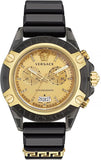 Versace Icon Active Chrono Gold Dial Black Silicone Strap Unisex Watch - VEZ701623 Buy Now By Versace