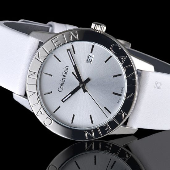 Calvin Klein Steady Silver Dial White Leather Strap Watch for Women - K7Q211L6 Buy Now By Calvin Klein