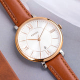Fossil Jacqueline White Dial Brown Leather Strap Watch for Women - ES3842 Buy Now By Fossil