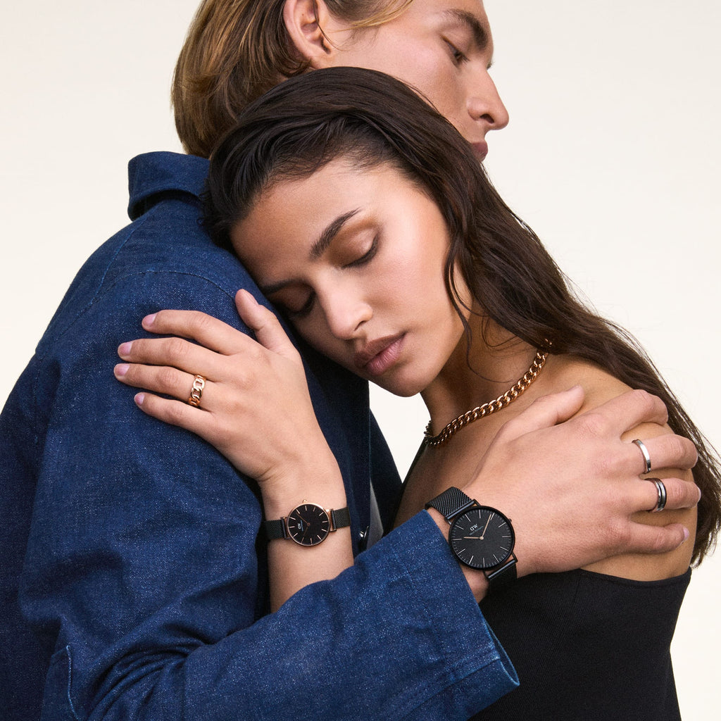 Daniel Wellington Petite Ashfield Black Dial Black Mesh Strap Watch For Women - DW00100245 Buy Now By Daniel Wellington