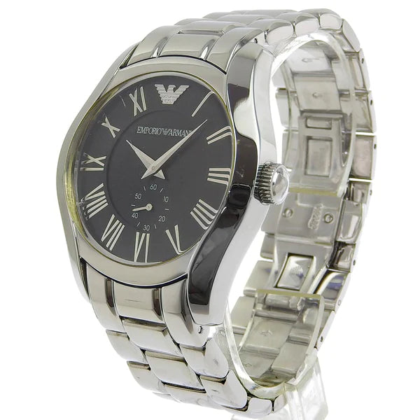 Emporio Armani Valente Black Dial Silver Steel Strap Watch For Men - AR0680 Buy Now By Emporio Armani