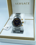 Versace Classic Chronograph Quartz Black Dial Silver Steel Strap Watch For Men - VEV700419 Buy Now By Versace