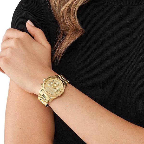 Michael Kors Runway Chronograph Gold Dial Gold Steel Strap Watch For Women - MK7323 Buy Now By Michael Kors