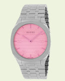 Gucci 25H Quartz Pink Dial Silver Steel Strap Watch for Women - YA163410 Buy Now By Gucci