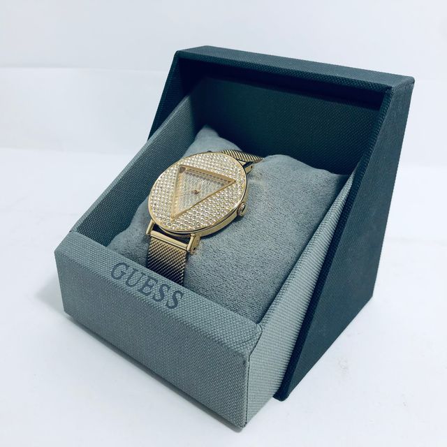 Guess Iconic Diamonds Gold Dial Gold Mesh Bracelet Watch For Women - GW0477L2 Buy Now By Guess