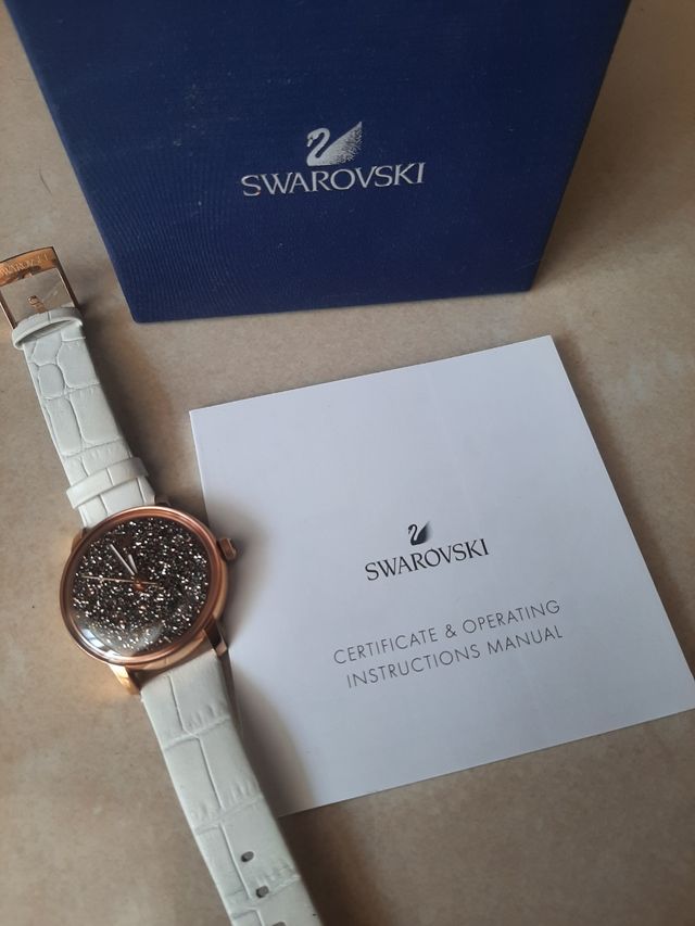 Swarovski Crystalline Hours Quartz Grey Dial Black Leather Strap Watch for Women - 5344635 Buy Now By Swarovski