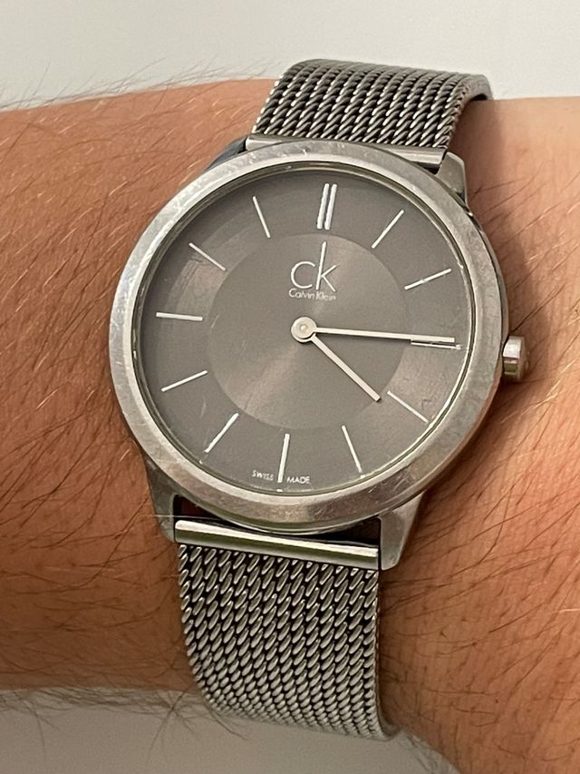 Calvin Klein Minimal Grey Dial Silver Mesh Bracelet Watch for Men - K3M21124 Buy Now By Calvin Klein