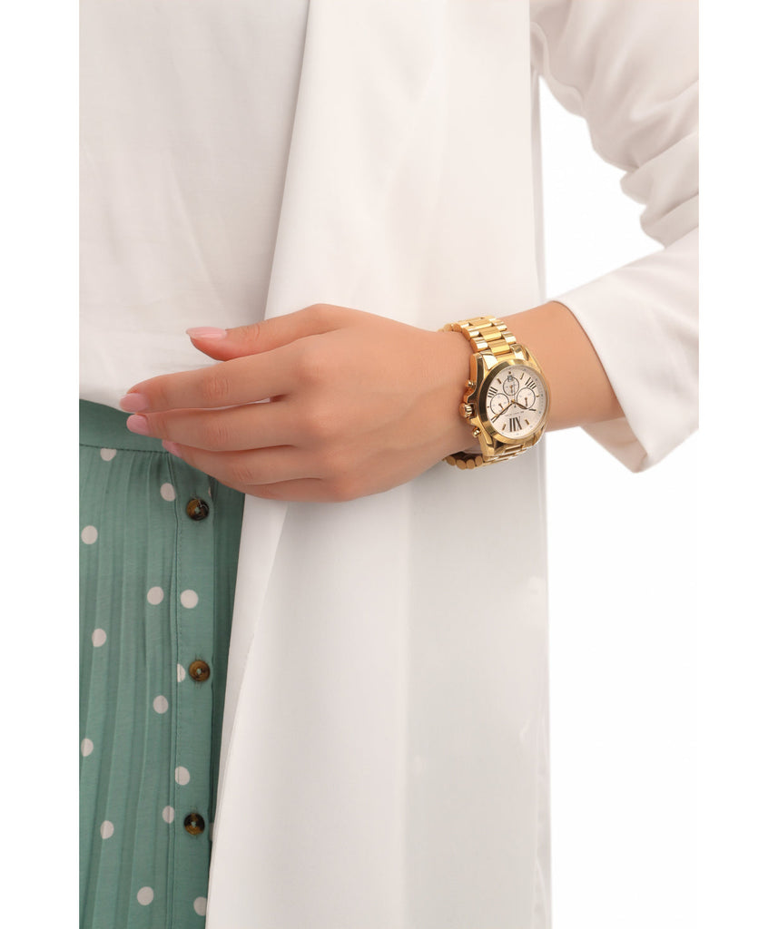 Michael Kors Bradshaw Chronograph White Dial Gold Steel Strap Watch For Women - MK6266 Buy Now By Michael Kors
