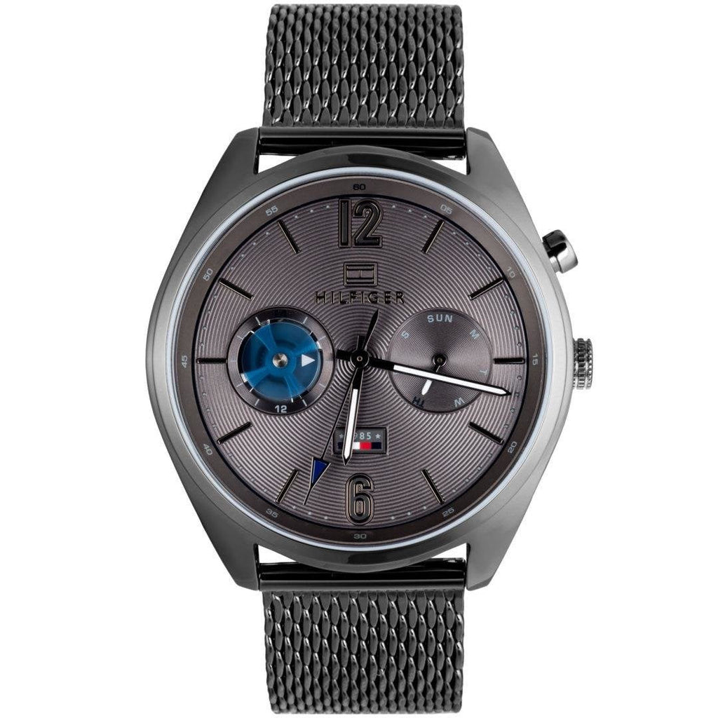 Tommy Hilfiger Deacon Multifunction Black Dial Black Mesh Bracelet Watch for Men - 1791546 Buy Now By Tommy Hilfiger
