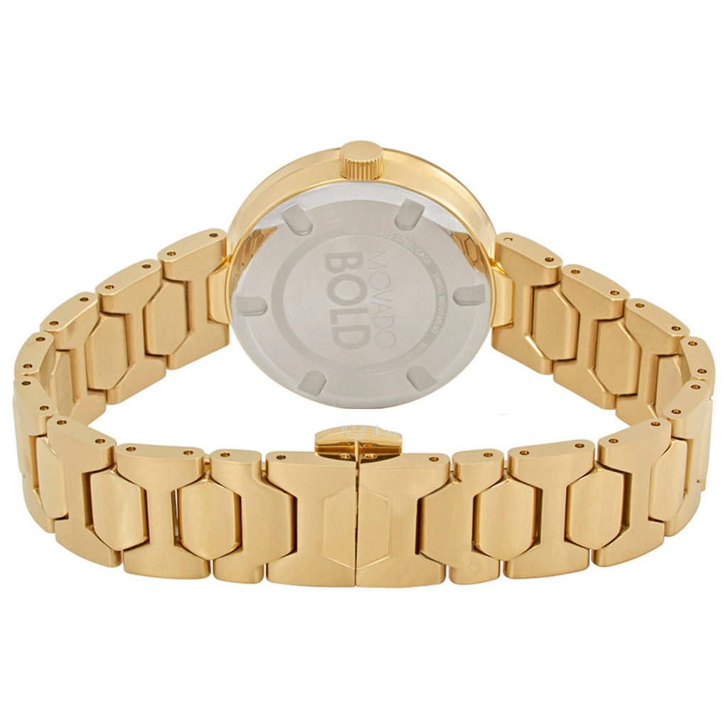 Movado Bold Crystal Gold Dial Gold Steel Strap Watch For Women - 3600492 Buy Now By Movado