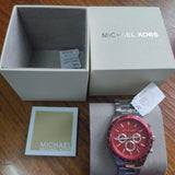 Michael Kors Layton Chronograph Red Dial Silver Steel Strap Watch For Men - MK8822 Buy Now By Michael Kors