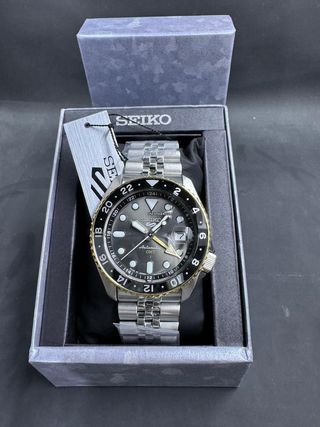 Seiko 5 Sports GMT US Special Edition Automatic Grey Dial Silver Steel Strap Watch For Men - SSK021K1 Buy Now By Seiko