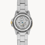 Fossil FB-01 Automatic Skeleton Blue Dial Two Tone Steel Strap Watch for Men - ME3191 Buy Now By Fossil