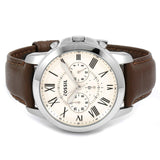Fossil Grant Chronograph White Dial Brown Leather Strap Watch for Men - FS4735 Buy Now By Fossil