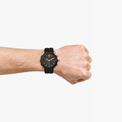 Guess Caliber Chronograph Black Dial Black Rubber Strap Watch for Men - W0864G2 Buy Now By Guess