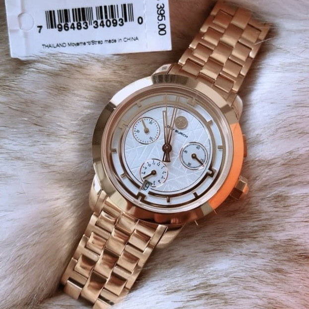 Tory Burch Classic Chronograph White Dial Rose Gold Steel Strap Watch for Women - TBW1033 Buy Now By Tory Burch