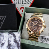 Guess Iconic Signature Brown Dial Rose Gold Steel Strap Watch For Men - W0668G1 Buy Now By Guess