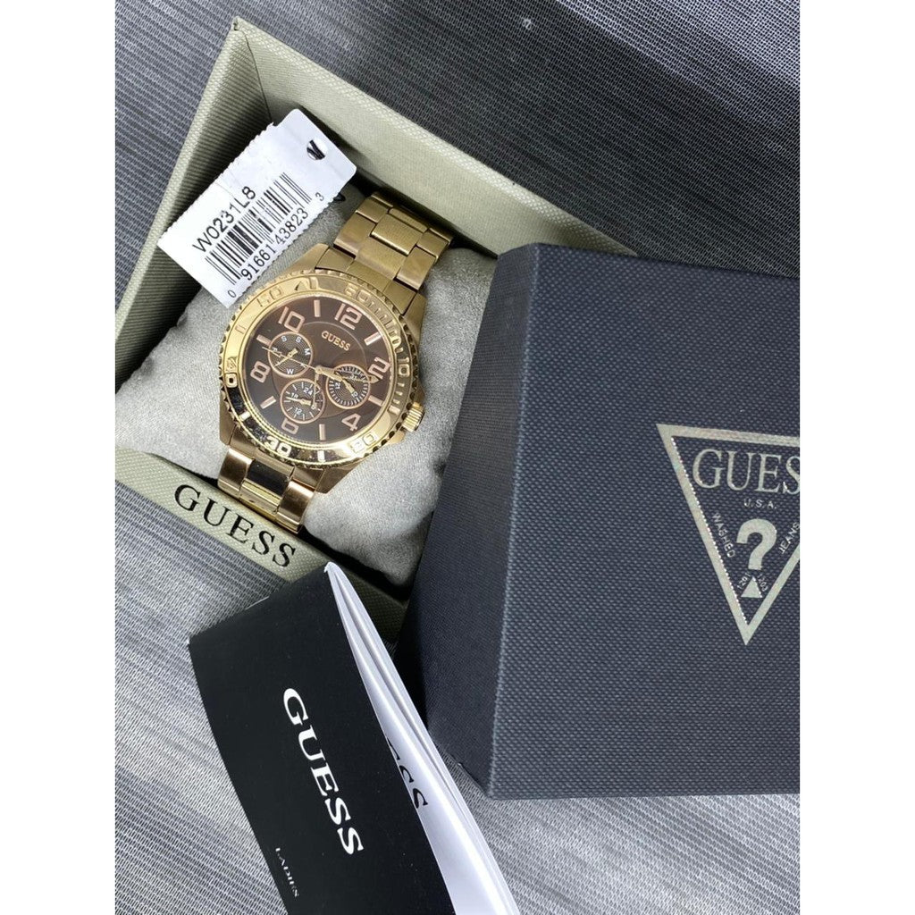 Guess BFF Multifunction Brown Dial Rose Gold Steel Strap Watch for Women - W0231L8 Buy Now By Guess