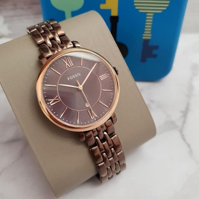 Fossil Jacqueline Brown Dial Brown Steel Strap Watch for Women - ES4275 Buy Now By Fossil