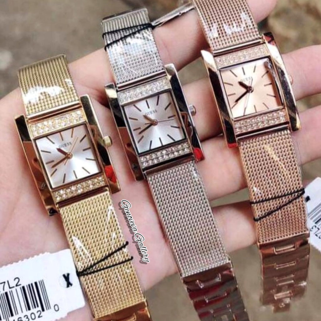 Guess Nouveau Diamonds Rose Gold Dial Rose Gold Mesh Bracelet Watch for Women - W0127L3 Buy Now By Guess