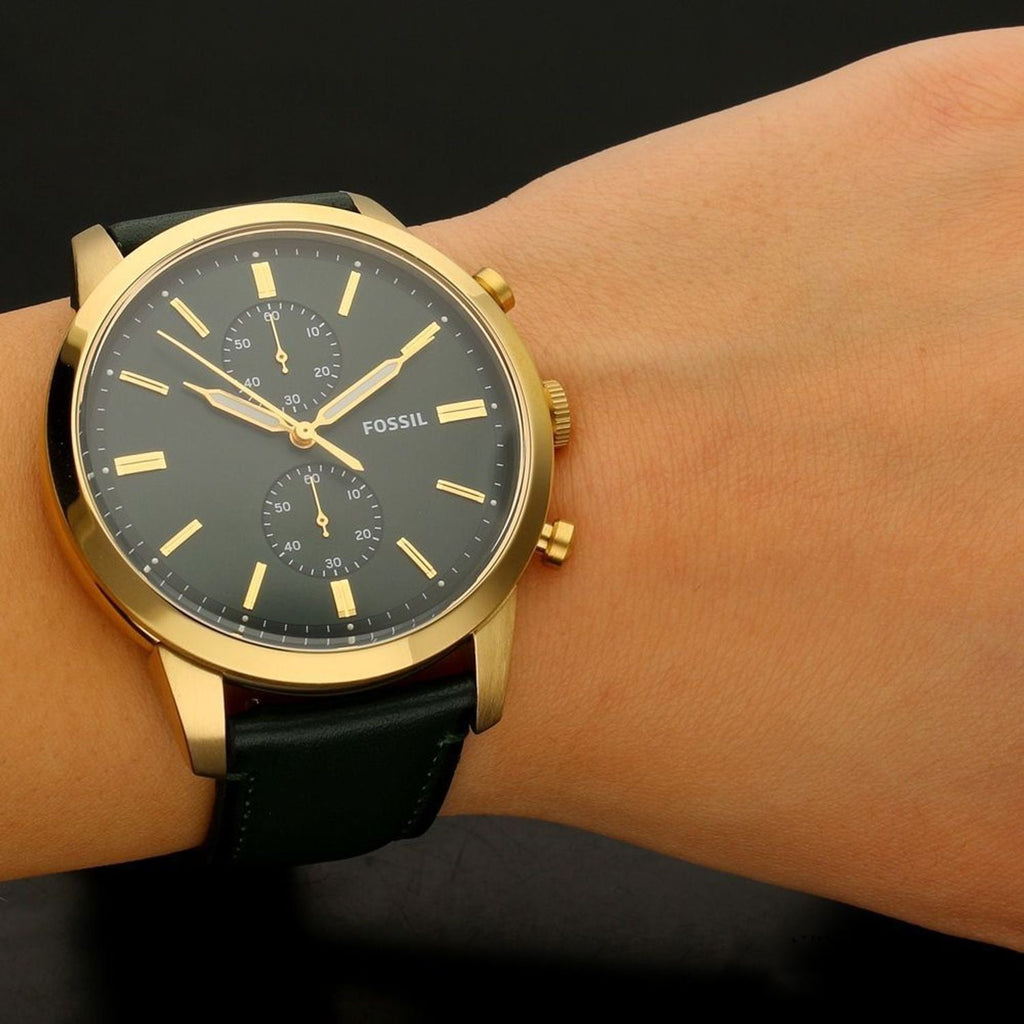 Fossil Townsman Chronograph Green Dial Green Leather Strap Watch for Men - FS5599 Buy Now By Fossil