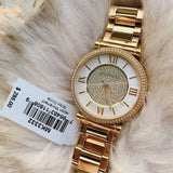 Michael Kors Catlin Mother of Pearl Dial Gold Steel Strap Watch for Women - MK3332