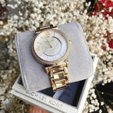 Michael Kors Catlin Mother of Pearl Dial Gold Steel Strap Watch for Women - MK3332