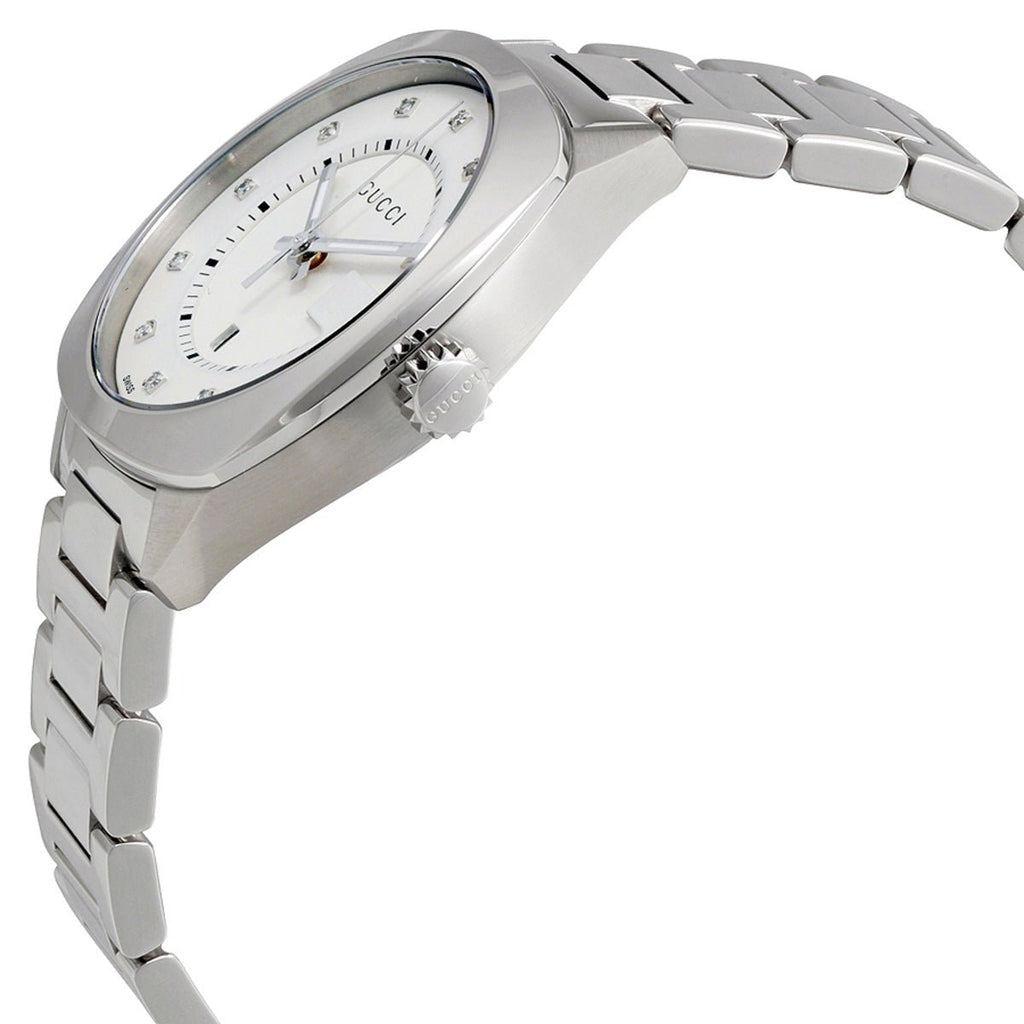 Gucci GG2570 Diamonds White Dial Silver Steel Strap Watch For Women - YA142403 Buy Now By Gucci