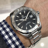 Tag Heuer Aquaracer Automatic Black Dial Silver Steel Strap Watch for Men - WAY2110.BA0928 Buy Now By Tag Heuer
