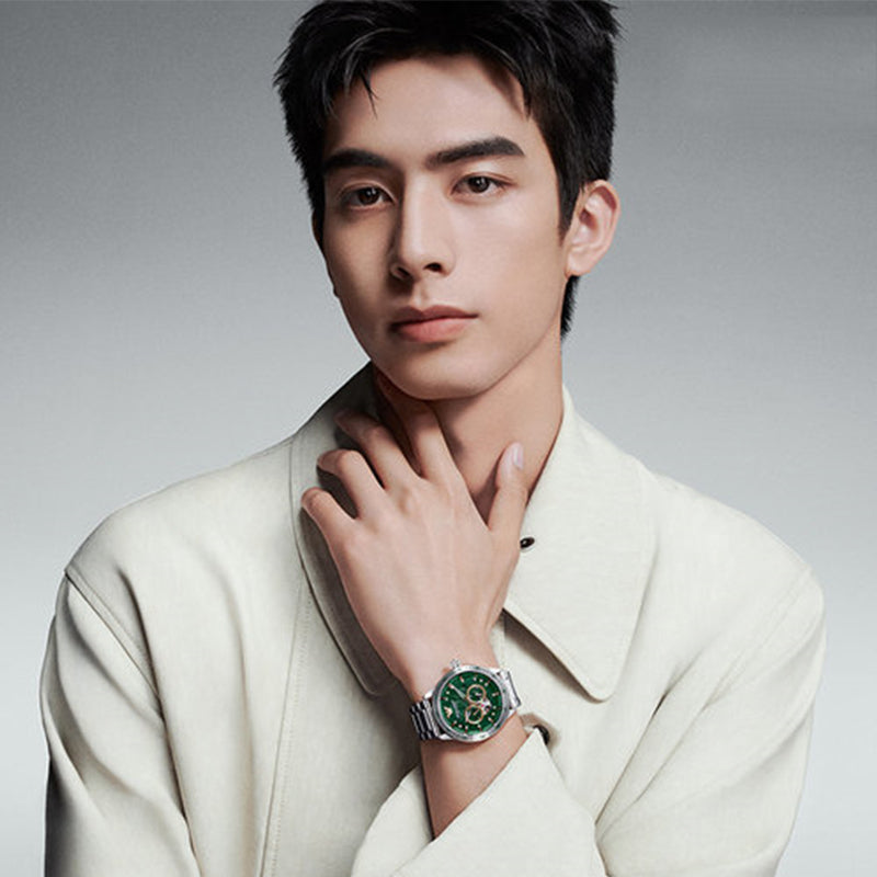 Emporio Armani Meccanico Chronograph Automatic Green Dial Silver Steel Strap Watch For Men - AR60053 Buy Now By Emporio Armani