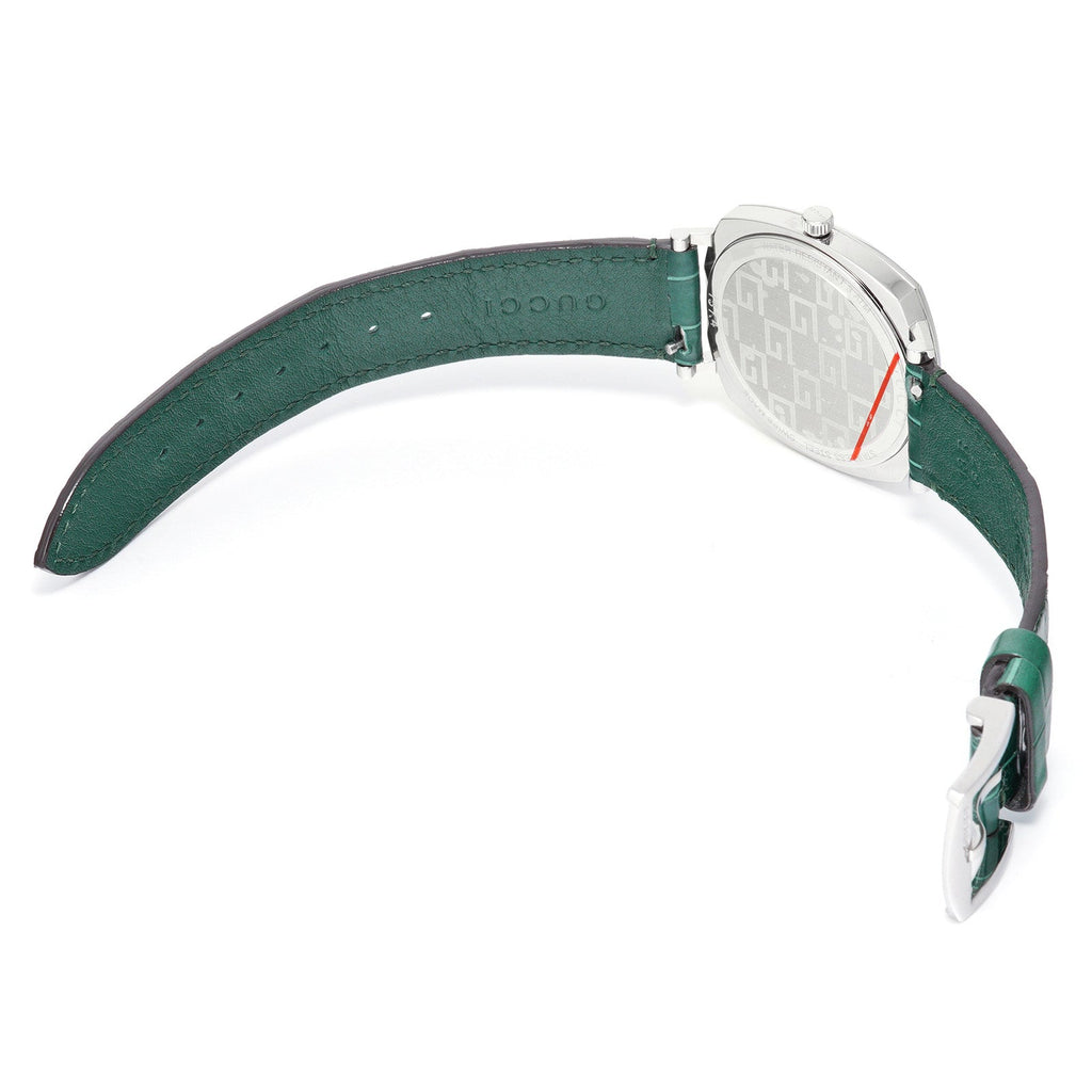 Gucci Grip Quartz Silver Dial Green Leather Strap Watch For Women - YA157404 Buy Now By Gucci
