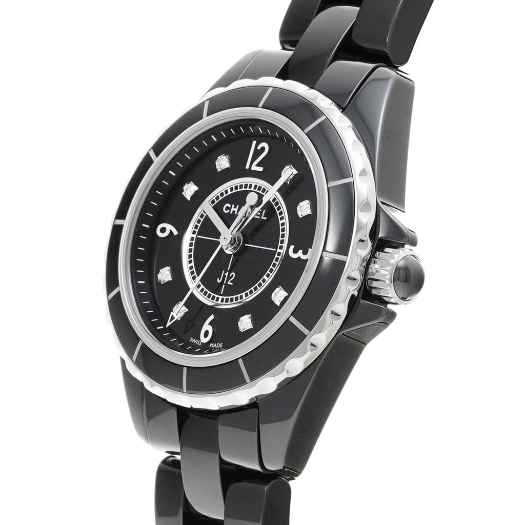 Chanel J12 Diamonds Black Dial Black Steel Strap Watch for Women - J12 H2569 Buy Now By Chanel