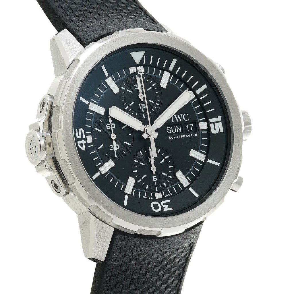 IWC Aquatimer Chronograph Black Dial Black Leather Strap Watch for Men - IW376803 Buy Now By IWC