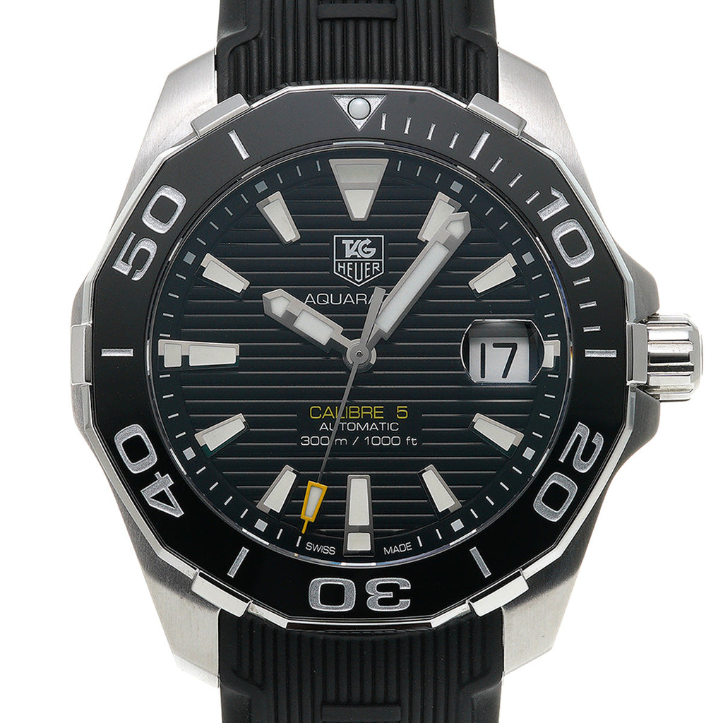 Tag Heuer Aquaracer Calibre 5 Automatic Black Dial Black Rubber Strap Watch for Men - WAY211A.FT6151 Buy Now By Tag Heuer