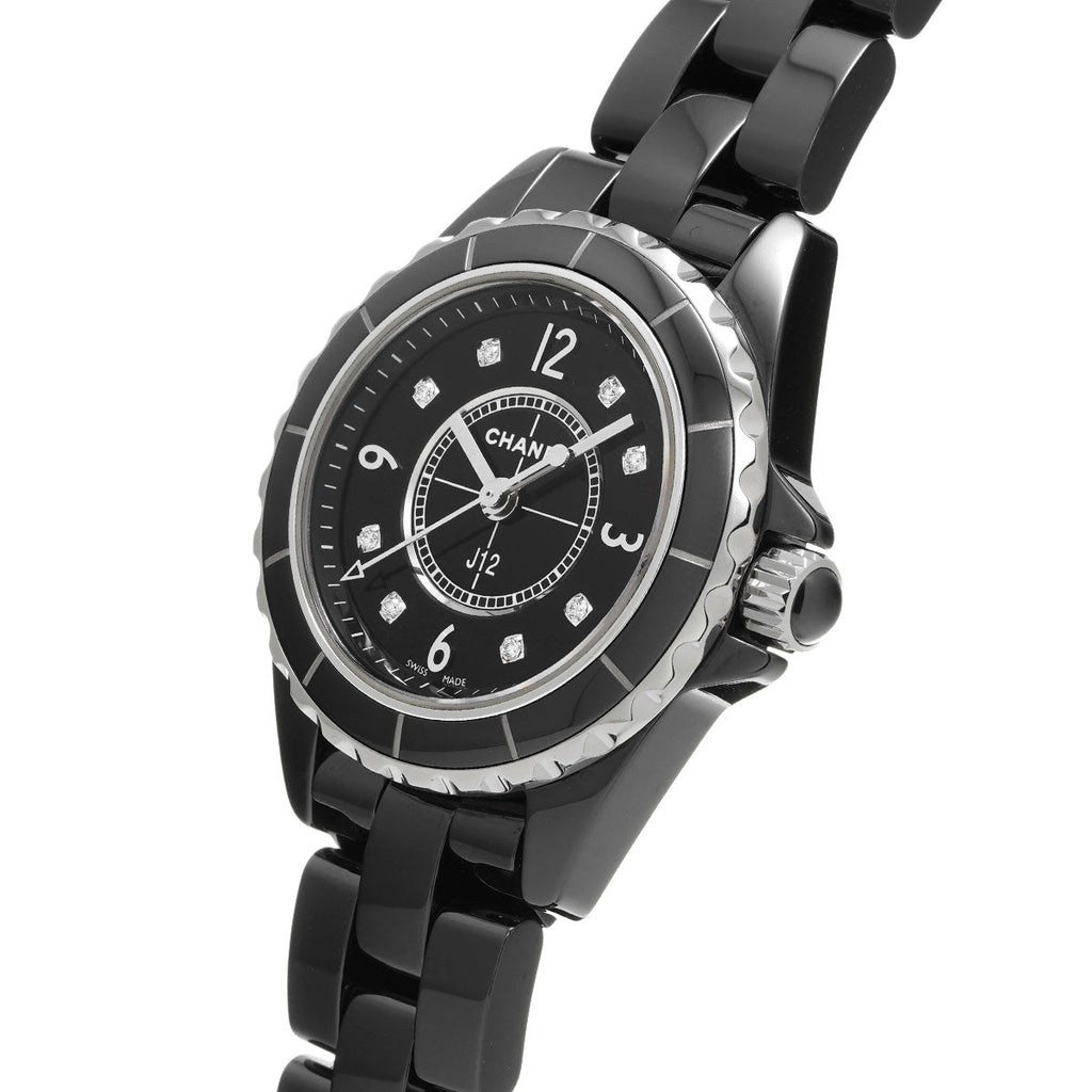 Chanel J12 Diamonds Black Dial Black Steel Strap Watch for Women - J12 H2569 Buy Now By Chanel
