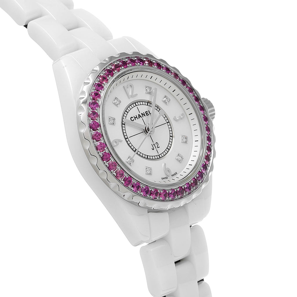 Chanel J12 Quartz Diamonds Mother of Pearl White Dial White Steel Strap Watch for Women - J12 H3243 Buy Now By Chanel