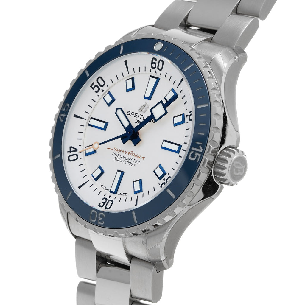 Breitling Superocean Automatic 42 White Dial Green Silver Steel Strap Watch for Men - A17375E71G1A1 Buy Now By Breitling