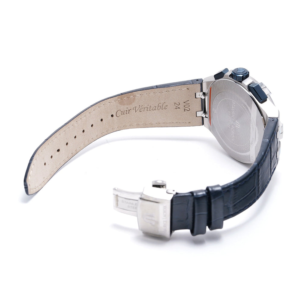 Maurice Lacroix Aikon Chronograph Blue Dial Blue Leather Strap Watch For Men - AI1018-SS001-432-4 Buy Now By Maurice Lacroix