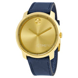 Movado Bold Gold Dial Blue Leather Strap Watch For Men - 3600469 Buy Now By Movado