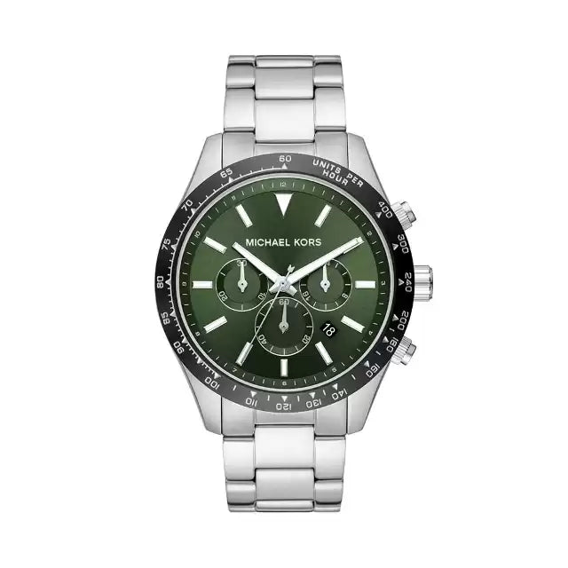 Michael Kors Layton Chronograph Green Dial Silver Steel Strap Watch For Men - MK8912 Buy Now By Michael Kors