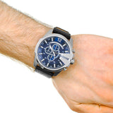Diesel Mega Chief Chronograph Blue Dial Black Leather Strap Watch For Men - DZ4423 Buy Now By Diesel