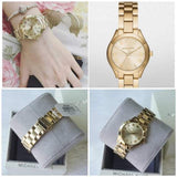 Michael Kors Slim Runway Gold Dial Gold Steel Strap Watch For Women - MK3456 Buy Now By Michael Kors