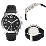 Fossil Pilot 54 Chronograph Black Dial Black Leather Strap Watch for Men - FS5181 Buy Now By Fossil