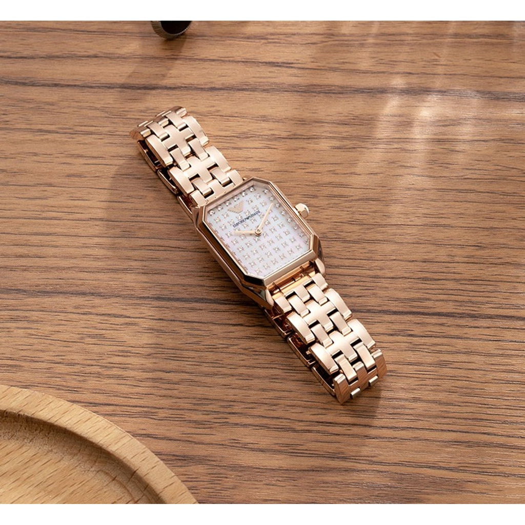 Emporio Armani Gioia Quartz Mother of Pearl Dial Rose Gold Steel Strap Watch For Women - AR11389 Buy Now By Emporio Armani