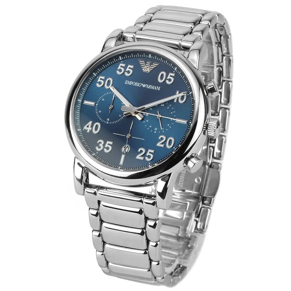 Emporio Armani Luigi Chronograph Blue Dial Silver Steel Strap Watch For Men - AR11132 Buy Now By Emporio Armani