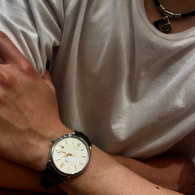 IWC Portofino Automatic White Dial Black Leather Strap Watch for Men - IW356517 Buy Now By IWC